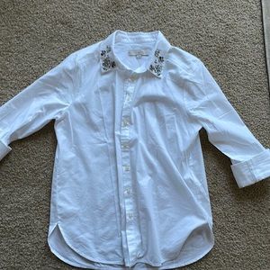 Loft embellished collar button down